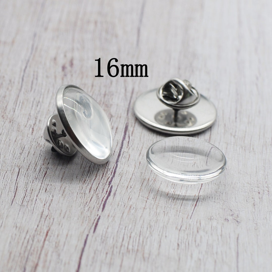 20PCS Stainless Steel ROUND Cabochon Blank Brooch Pin Base Fit 16mm ...