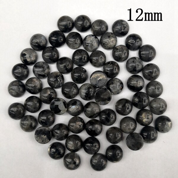 6PCS, Natural Gemstone Black Labradorite Cabochon, Round 12mm, Cabochon Supply,  Jewelry Supply, Gemstone Cabochon, 12mm-NBJDC1214