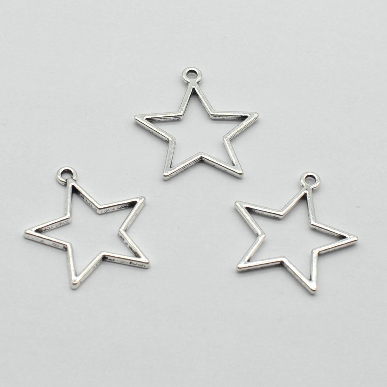 30PCS Antique Silver 2 Sided Open Star Charm Pendant JHS156 - Etsy