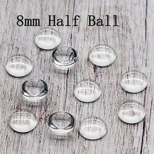 30/80/150PCS,  Half Sphere Round Crystal Glass Magnifying High Dome Cabochon, Photo Glass, Domed with Flatback, Half-Ball Round-8mm