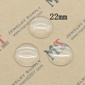 15/40PCS, Round Glass Cabochon Tiles, Domed with Flatback, Round-22mm