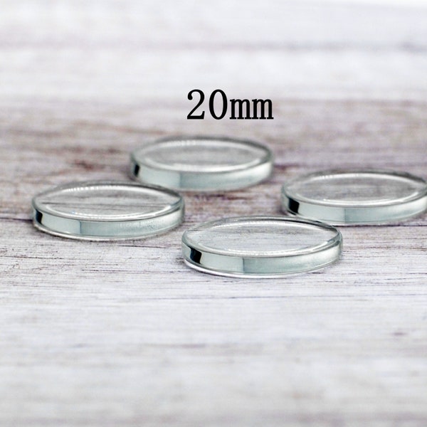 15/40/80PCS, Flat Clear Glass Tile - Round Transparent Glass Cabochons, Photo Glass, 2 Sided Flatback, Flat Round-20mm