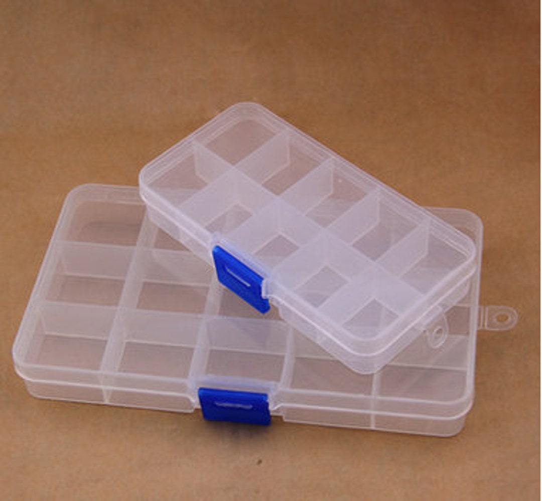 2PCS Jewelry Findings Divided Storage Containers, Plastic 3 Sizes 10/15 ...