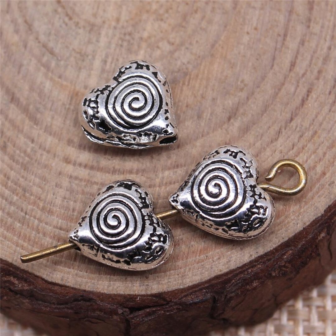 50PCS Antique Silver Tone Small Hole Heart Bead 8x9mm GGS98 - Etsy
