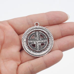 3PCS Antique Silver Round Viking Pendant, Celtic Knot Charm 34X38mm QDS14