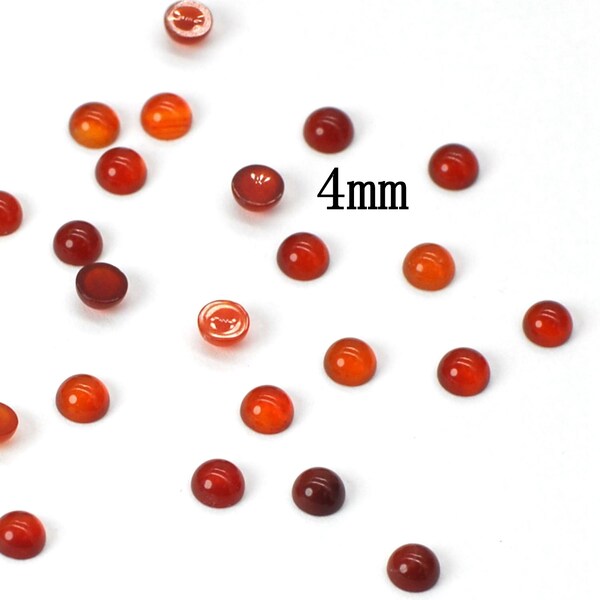 Red Agate 9PCS 4mm Natural Gemstone Cabochon, Round Dome Flat Bottom Cabochon Supply, Ring Supply, Earrings Supply 4mm NBJDC437