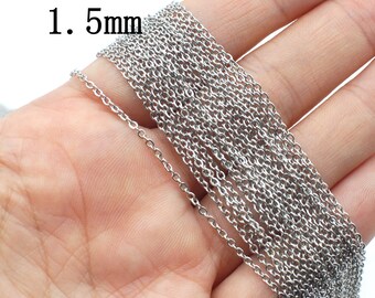 9PCS Stainless Steel Silver Tone Flat Cable Necklace 16"/18"/20"/22" Wide 1.5mm