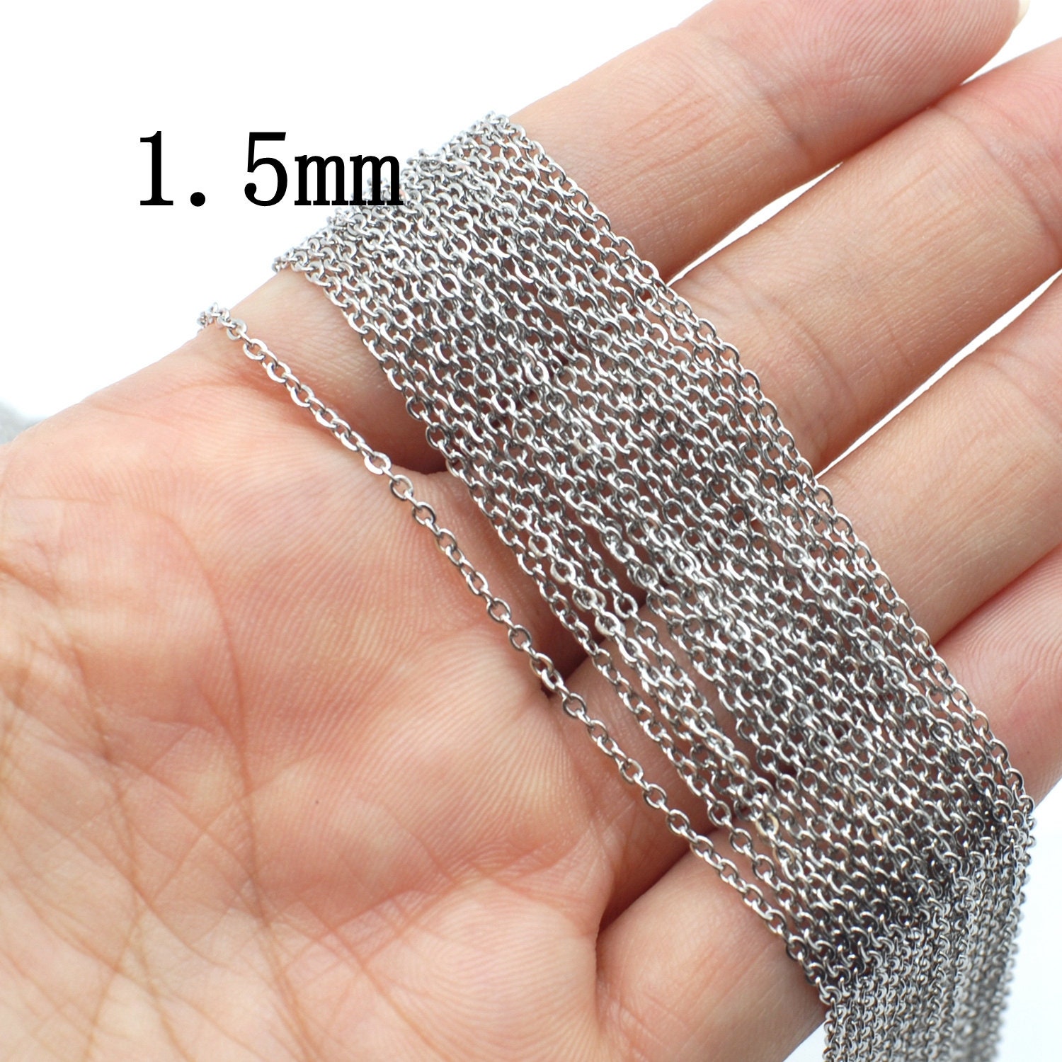 SANNIX 50 Pack Silver Plated Necklace Chains Bulk Cable Chain Pack for Jewelry Making 18 Inches