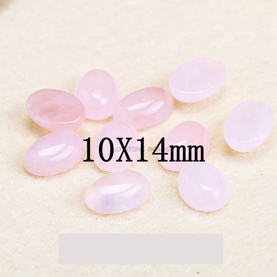 8PCS 10x14mm Natural Rose Quartz Oval Cabochons, Oval Gemstone