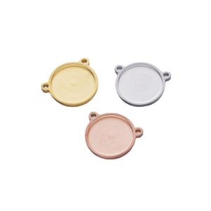 10PCS, Solid Stainless Steel Round Tray Pendant Connector, 2 Sides Bails Bezel Tray Blanks, Cabochon Settings LST12