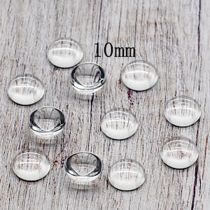 30/80/150PCS,  Half Sphere Round Crystal Glass Magnifying High Dome Cabochon, Photo Glass, Domed with Flatback, Half-Ball Round-10mm