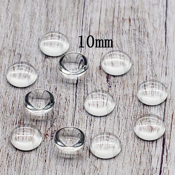 30/80/150PCS,  Half Sphere Round Crystal Glass Magnifying High Dome Cabochon, Photo Glass, Domed with Flatback, Half-Ball Round-10mm