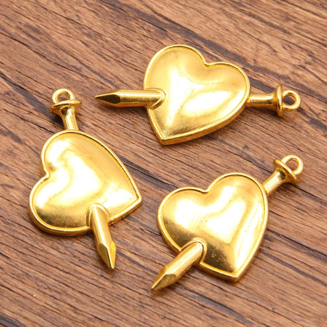 20PCS Gold Tone Heart With Sword Charm Pendant HYG66 - Etsy Canada