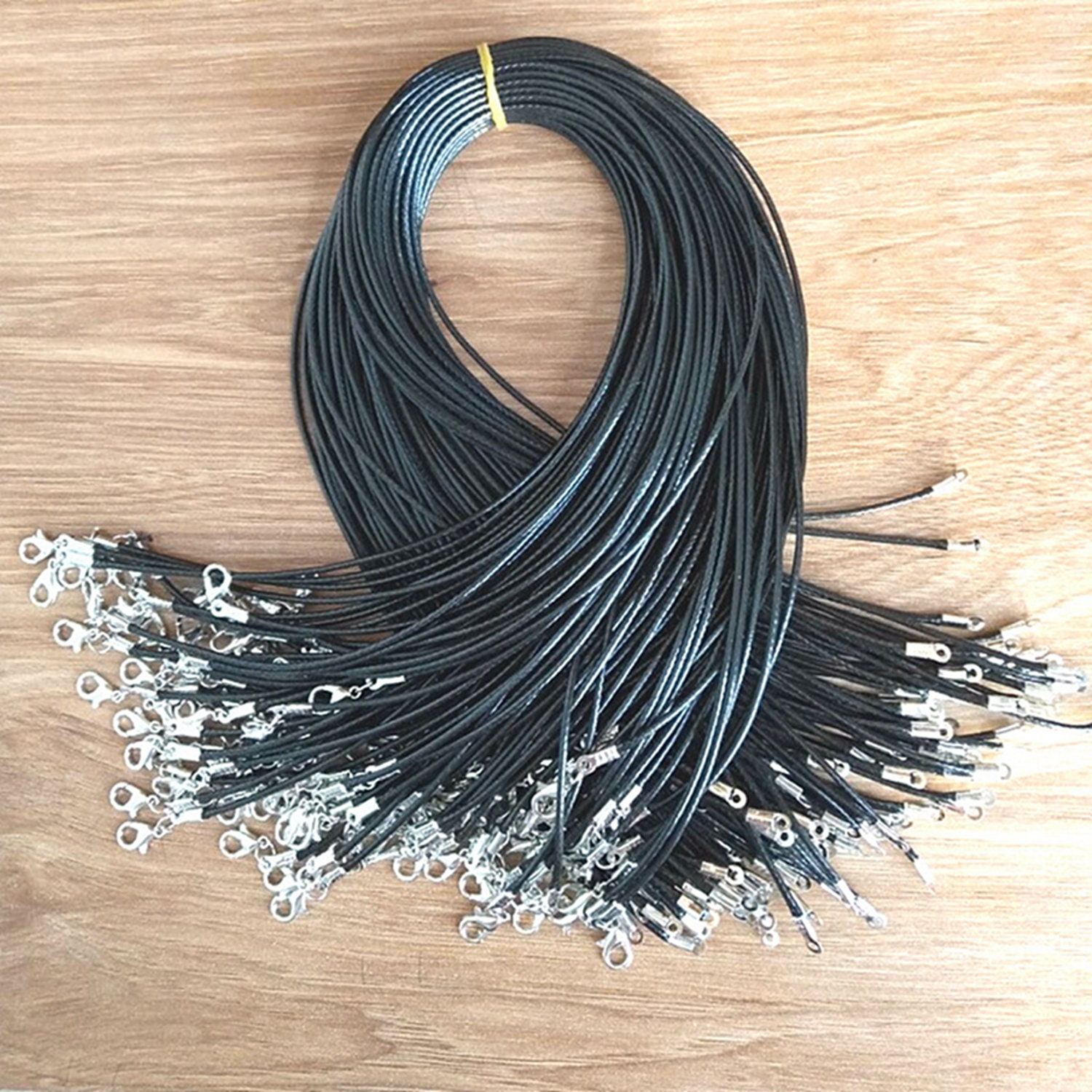 5x Black Waxed Necklace Cord, High Quality 2mm Black Braided Waxed Necklace  Cord, 17.5 Adjustable Round Corduroy Cord C696 