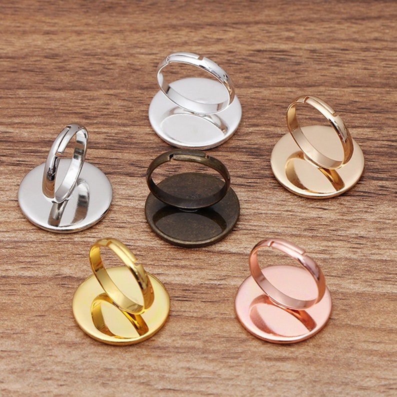 5/12PCS Brass Adjustable Ring Findings Bases Bezel Round Etsy