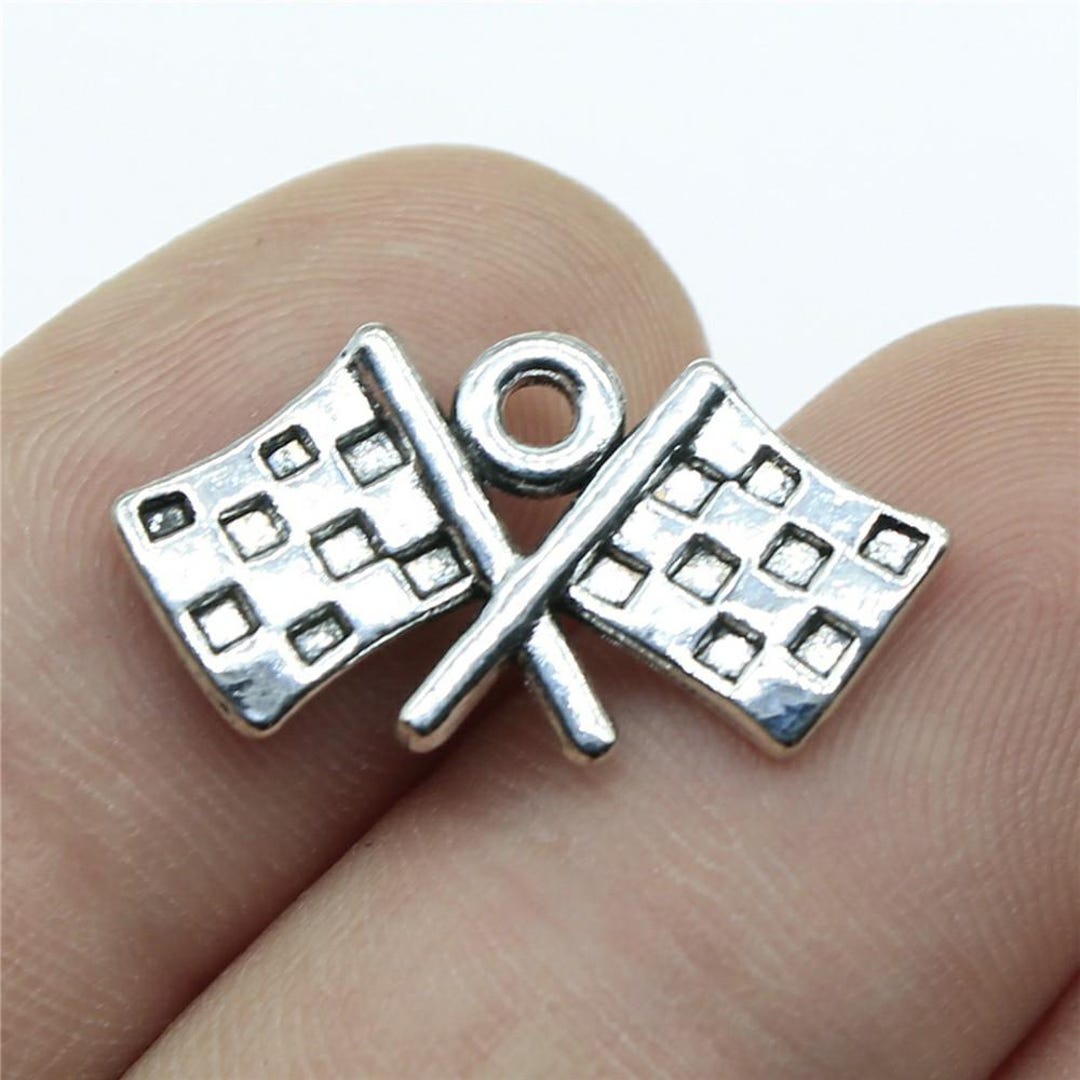 25PCS Antique Silver Tone Racing Flags Charm Pendant GGS01 - Etsy