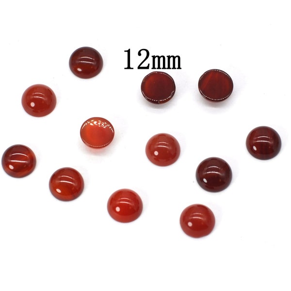 6PCS, Natural Gemstone Red Agate Cabochon, Round 12mm, Cabochon Supply, Handmade Jewelry Supply, Agate Gemstone Cabochon, 12mm-NBJDC1237