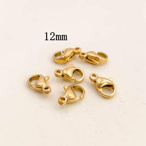 10PCS Gold Plated Stainless Steel Lobster Clasp, 12mm Jewelry Connector Findings SSF07-12mm