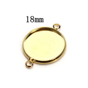 10PCS Gold Tone Stainless Steel Round Cabochon Blank Tray Connector LST06-18mm
