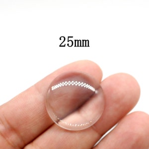 15/40PCS, Round Glass Cabochon Tiles, Domed with Flatback, Round-25mm