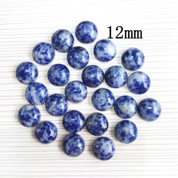 6PCS Blue Spot Stone Natural Gemstone Cabochon, Round 12mm, Cabochon Supply, Handmade Jewelry Supply, Gemstone Cabochon, 12mm-NBJDC1234