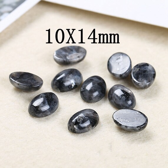 5PCS 10x14mm Natural Black Labradorite Oval Cabochons, Oval Blue