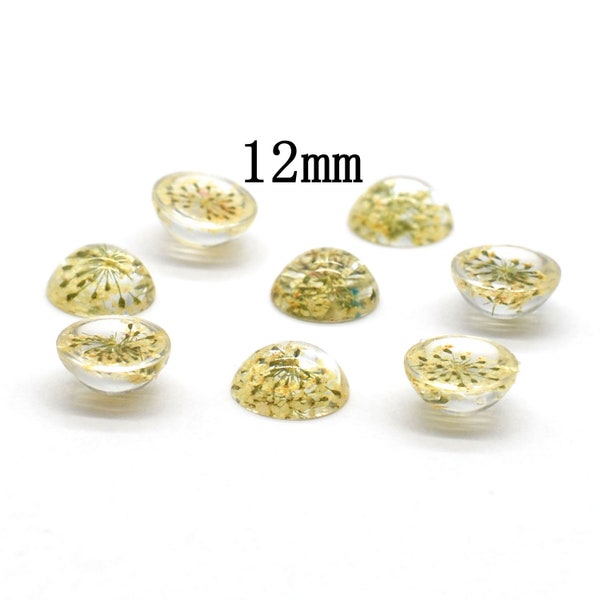 50 PCS Daffodil, Yellow Flower Cabochon,  Resin Embellishment Dome Circle Cover, Fit 12mm Round Pendant Tray 12mm-45