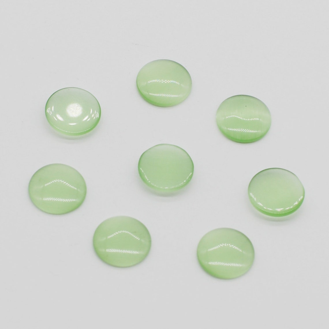 15PCS Green Cat's Eye Agate Natural Gemstone Cabochon Etsy