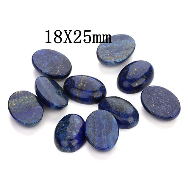 2PCS 18X25mm Natural Lapis Lazuli Oval Cabochons, Oval Blue Gemstone Cabochon Cover Supply Wholesale Bulk, NBJDC-Oval 18X25mm-05