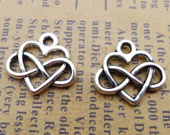 50PCS Antique Silver Tone Infinity Heart Charm Pendant Connector JHS173