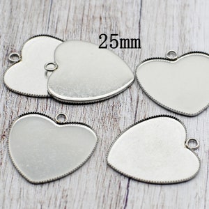 30PCS 25mm Stainless Steel HEART Shape Cabochon Tray Charm Pendant LSO13-25mm