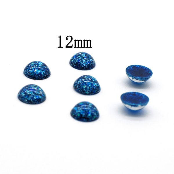 Clearance 50PCS Navy, Blue Color Resin Gold Foil Embellishment Cabochon Dome Cover Fit 12mm Round Pendant, Gold Leaf Opal Cab, 12mm-96