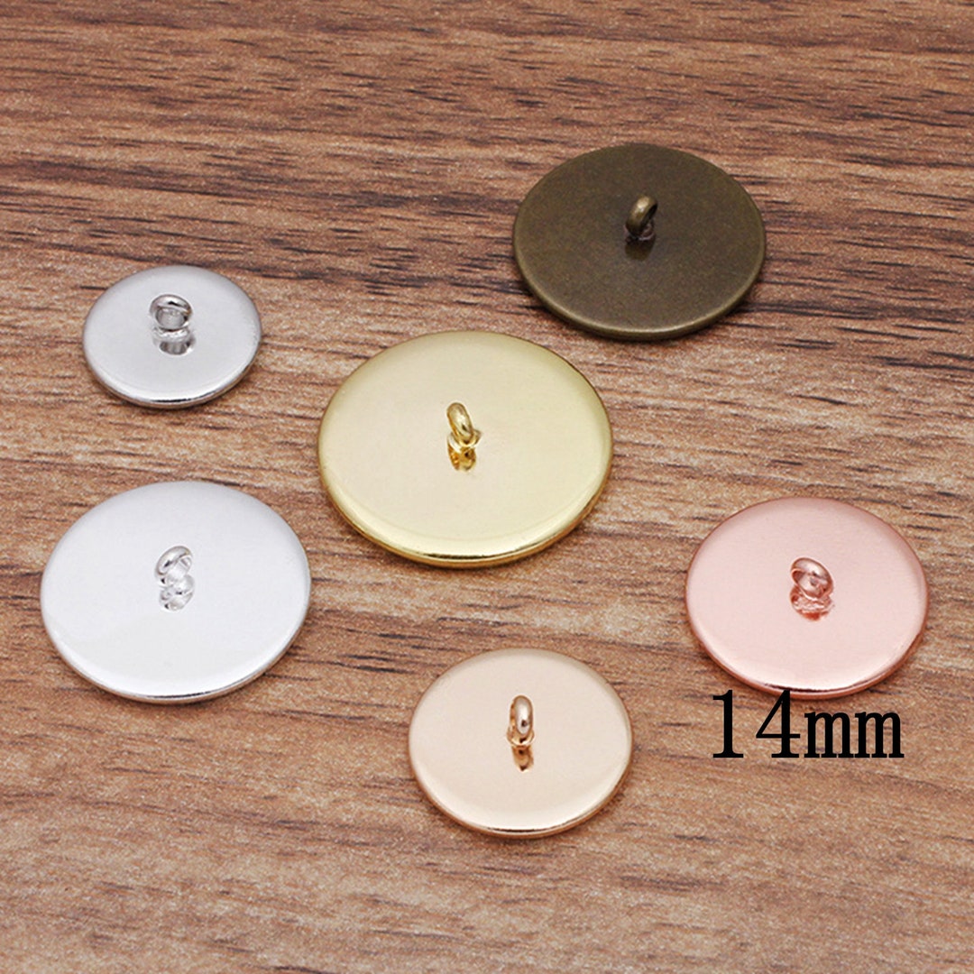 25PCS 14mm Multi Color Brass Round Cabochon Tray Button Charm Pendant ...