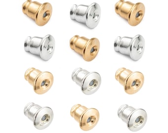 50PCS Waterproof No Tarnish Stainless Steel Earrings Bullet Clutch Backs Silver/Gold/Rose Gold SSF01