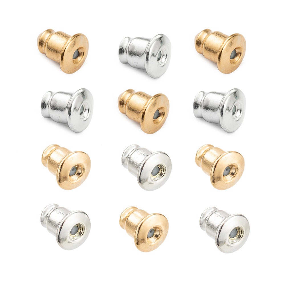 5mm Earring Backs | Bullet Clutch Earring Backs - Nickel Plated Brass - 5mm  Pad - 16 Pieces/Pack (dar191310)