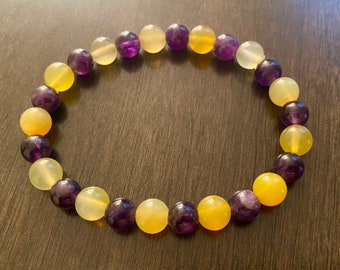 Purple Amethyst and Yellow Beaded Bracelet