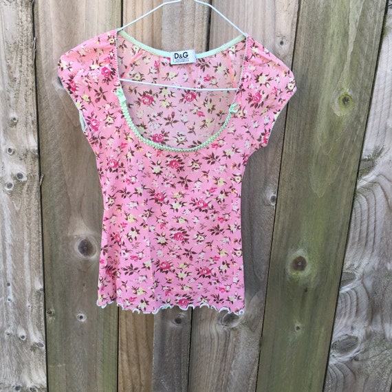Vintage Dolce & Gabbana y2k prairie top mesh linge