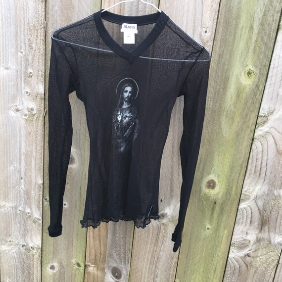 Vintage dolce & gabbana y2k mesh top biblical blou