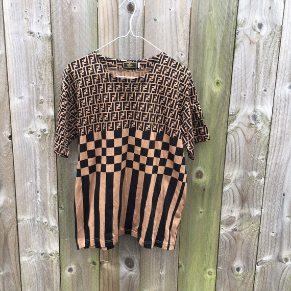 Vintage fendi top t shirt zucca print 90s y2k 2000
