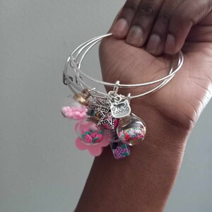 Silver bangle charm bracelet