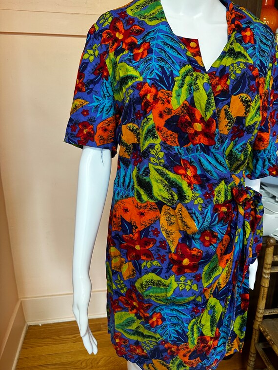 vintage 1990s tropical tie waist skort dress wome… - image 5