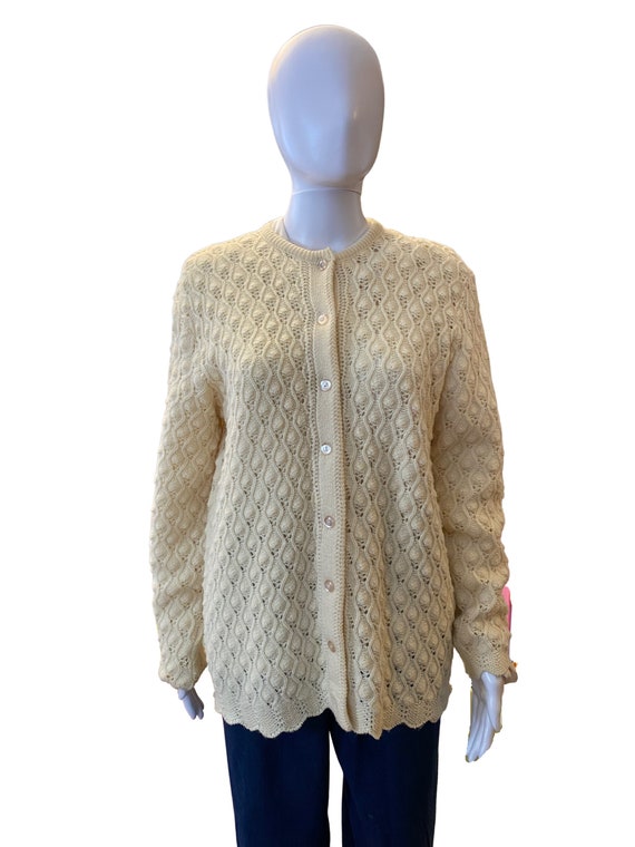 Vintage 80s cream colored button down cardigan by 