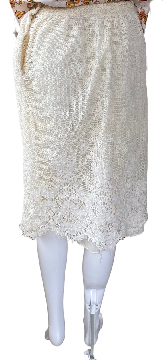 Vintage 70s union made cream lace skirt/ women’s … - image 4