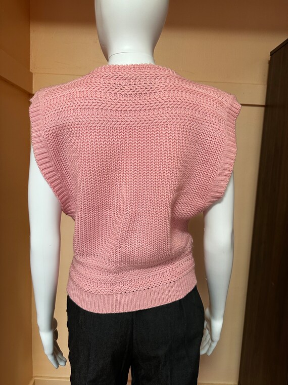 vintage 1980s/1990s sleeveless pink knit sweater … - image 3