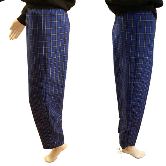 Vintage 80s blue plaid trousers/ womens plaid pri… - image 4