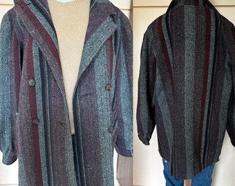 Vintage gray and purple wool striped hoodless coat by directions by Brooks size Women’s M/L