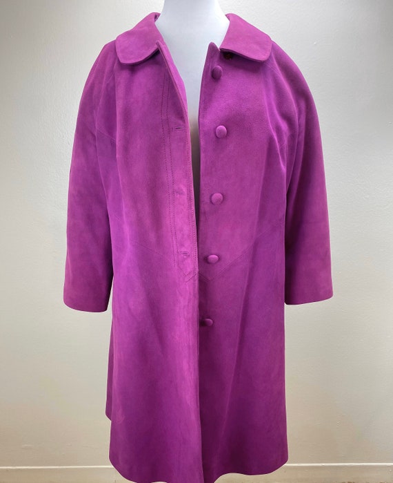 1960s vintage fuschia suede women’s jacket/ women’