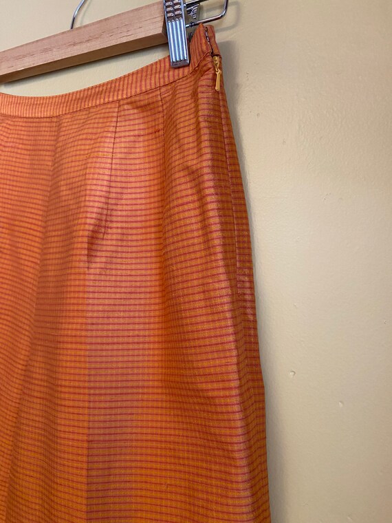 Vintage 80s/90s orange 100% silk trousers womens … - image 5