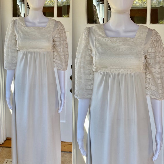 Vintage 60s 70s white maxi dress by Peggy Barker/… - image 1