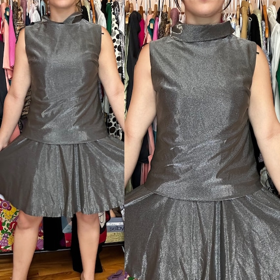 Vintage 1960s does 20s metallic gunmetal drop wai… - image 1